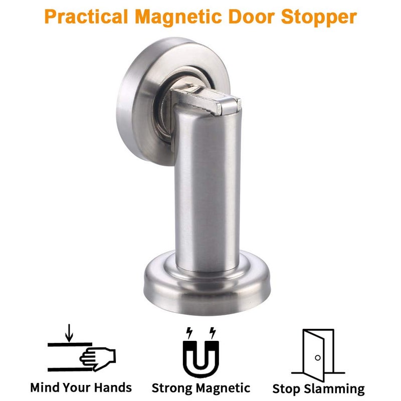 Angle Simple Magnetic Door Stopper, Angle Simple Metal Doorstop Wall Or Floor Mount Heavy Duty Door Holder with Magnet Metal Wood Door Catch Home Office Commercial Use, Brushed Nickel - Image 3